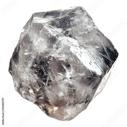 Clear Crystal with Transparent Texture on White Background