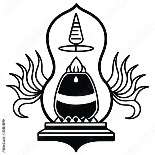The image shows a Shiva Lingam, representing the Hindu deity Shiva. Known as Mahadev or 