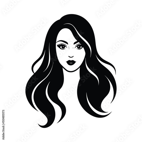 girl with long hair vector art 