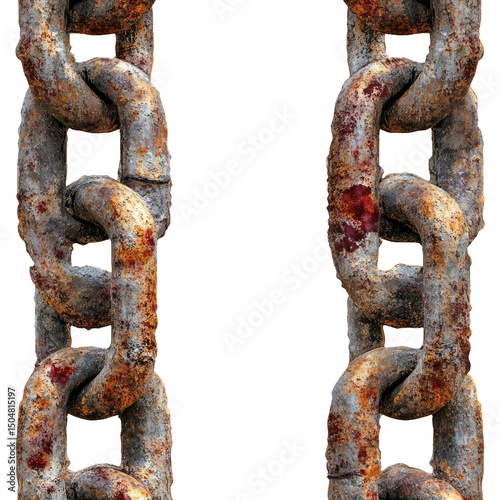 Rusty Chain Links on Transparent Background for Creative Projects