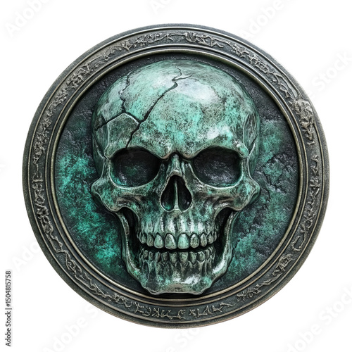 Detailed Skull Relief With Intricate Texture and Dark Background
