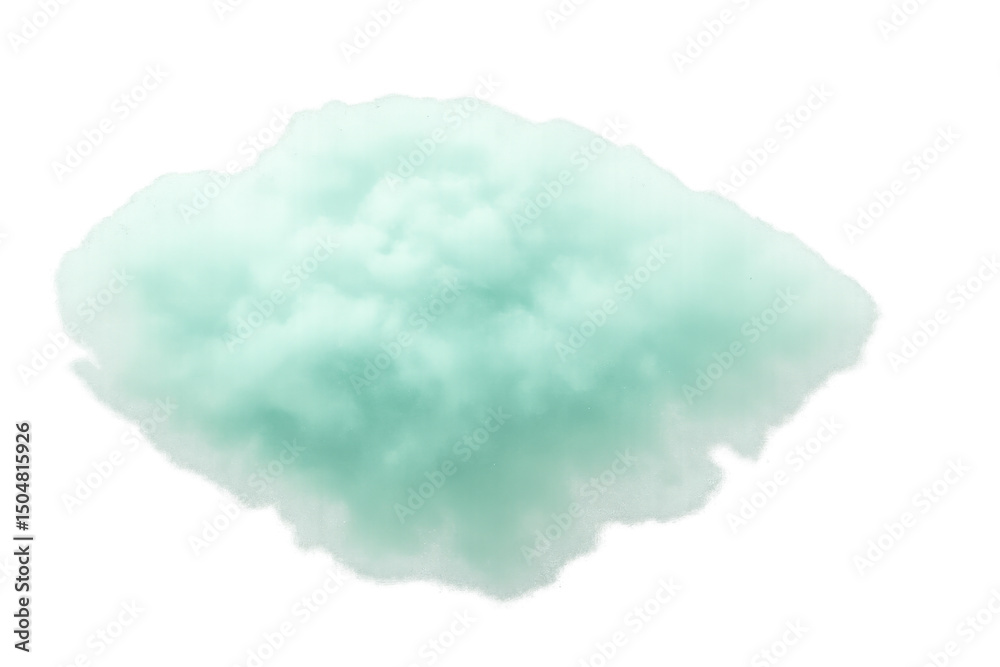 Soft, fluffy turquoise cloud isolated on a transparent background, perfect for adding a touch of whimsy to any design project Soft, fluffy turquoise cloud isolated on a transparent background, perfect for adding a touch of whimsy to any design project