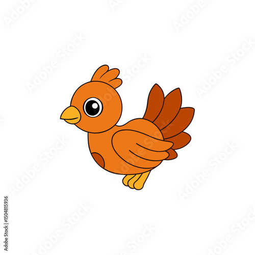 Jumping Turkey Chick Side View Vector Illustration in Kawaii Cartoon Art Style