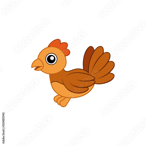 Cute Side View Illustration of a Jumping Turkey Chick in Kawaii Vector Style