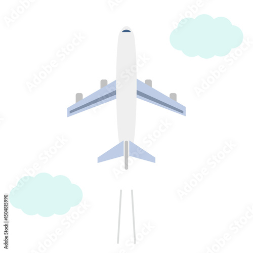 空を飛んでいる飛行機のイラスト素材