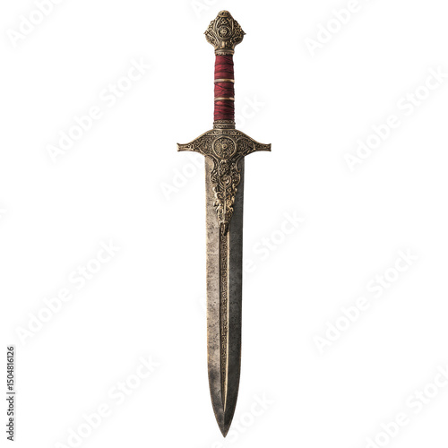 Elegant Medieval Sword with Intricate Design and Transparent Background