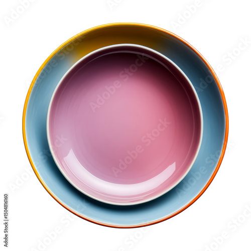 Colorful Nested Plates on a Transparent Background for Food Styling