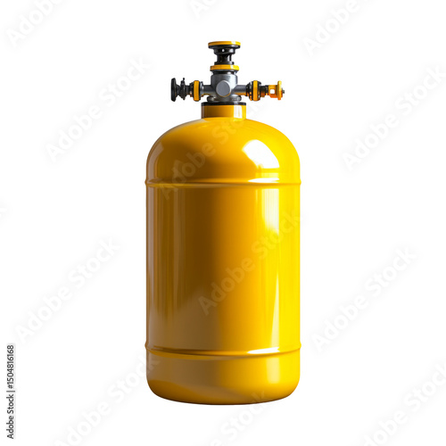 Yellow Gas Cylinder on Transparent Background for Stock Image Use