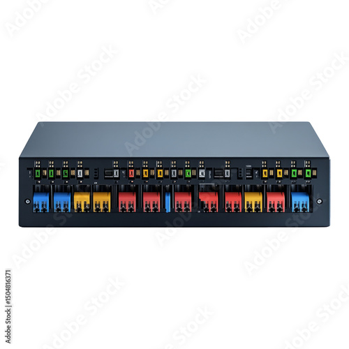 Modern Audio Mixer with Colorful Controls and Transparent Background