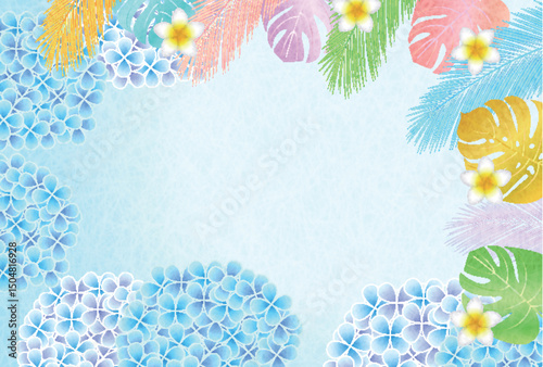 あじさい　夏　水彩　和柄　背景
