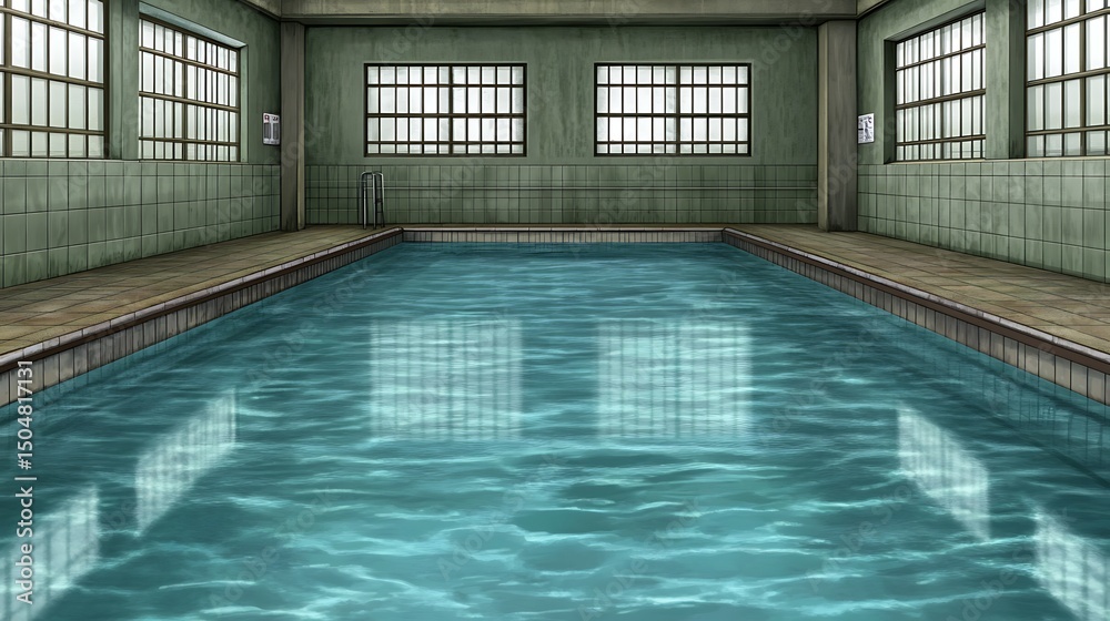 Obraz premium Indoor swimming pool with clean water and architectural details