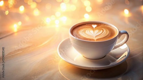 Wallpaper Mural Warm Latte Art in Golden Hour Glow on Polished Surface Torontodigital.ca