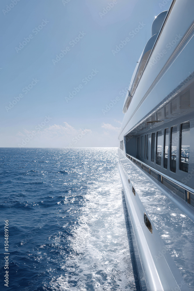 Fototapeta premium luxurious yacht featuring transparent panels glistening under sun