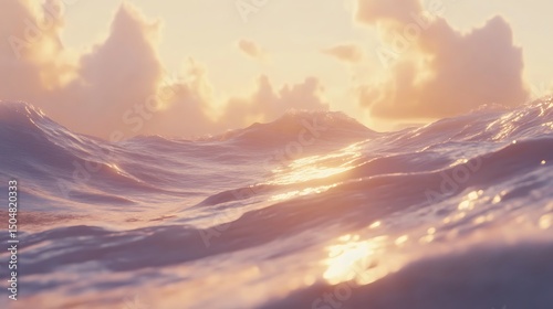 Ocean waves under a pastel sky at sunset peaceful coastal seascape