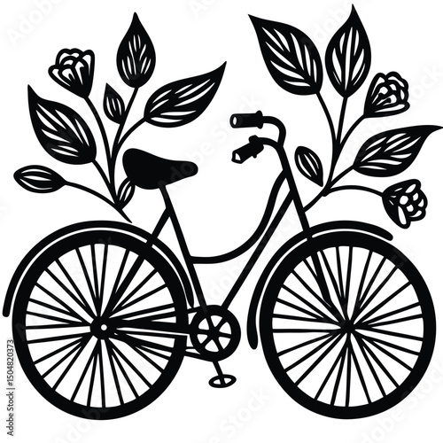 Elegant Bicycle Design with Flowing Flower Stems
