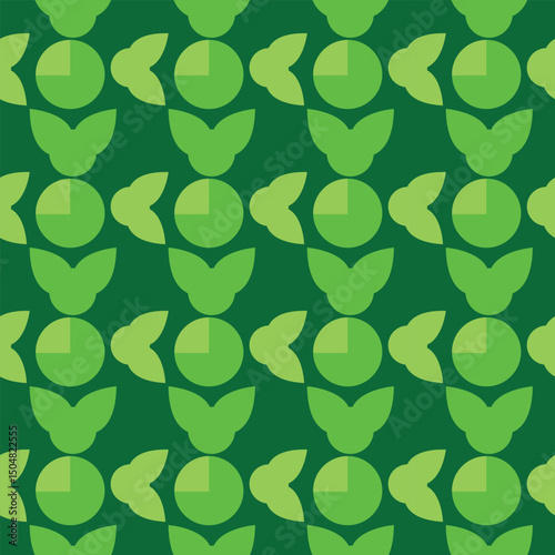 green leaves seamless pattern Green Geometric Leaf-Like Pattern