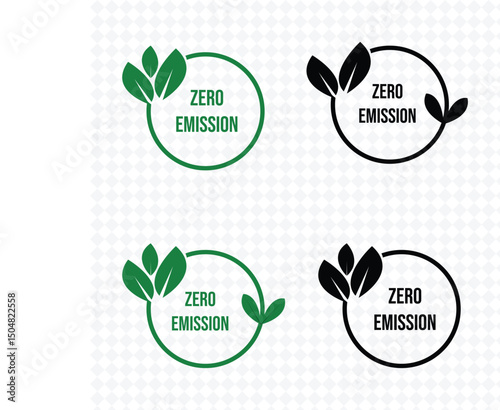 Zero Emission Eco-Friendly Symbol with Leaf and Circular Design