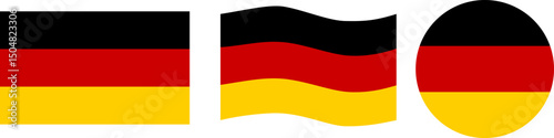 Representations of the German flag in various forms and uses, vector illustration