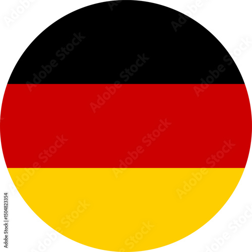 Round German flag on a transparent background. German flag button. Round German flag. Vector illustration