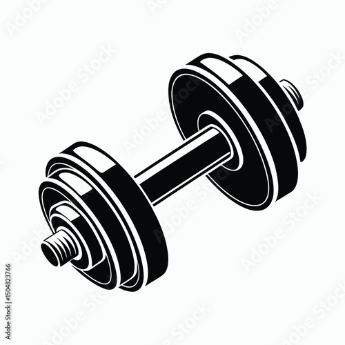 Dumbbell Silhouette Vector | Fitness Dumbbell Icon Black Silhouette | Gym Weightlifting Graphic