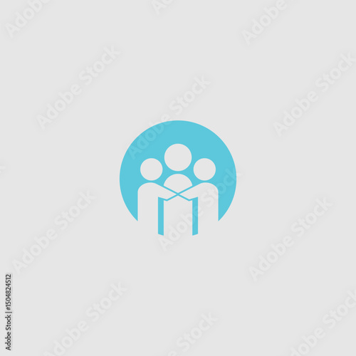 Teamwork And Collaboration Conceptual Symbol With Light Blue Circle Design