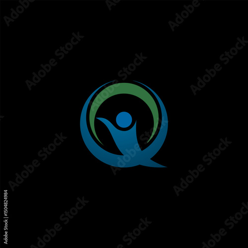 Abstract graphic illustration presenting human figure enclosed within circle shape