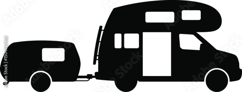 Campervan and caravan travel adventure road trip silhouette