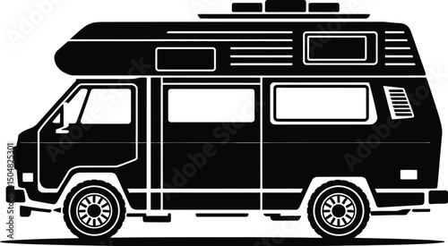 Black silhouette camper van travel adventure vehicle