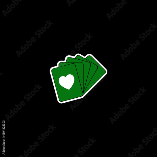 Elegant Green and White Cards Arranged Creatively on a Dark Black Background