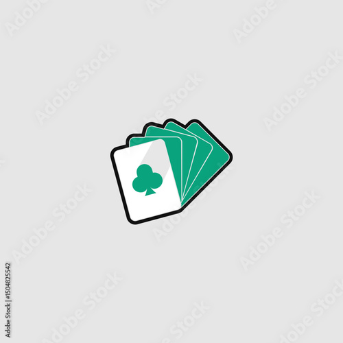 Minimalist playing cards with green suits, suitable for card game design