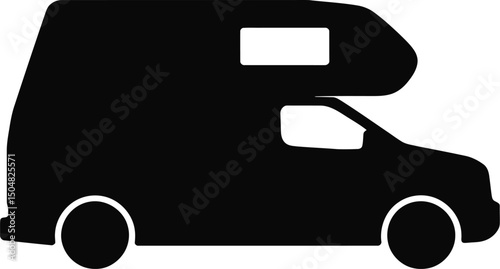 Black silhouette campervan travel vehicle icon