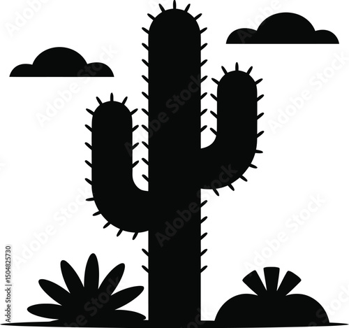 Desert cactus silhouette simple southwestern design