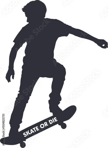Skateboarder silhouette extreme sport action skate or die