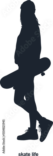 Girl skateboard silhouette urban lifestyle sporty fashion