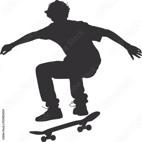 Silhouette of a skateboarder performing a trick