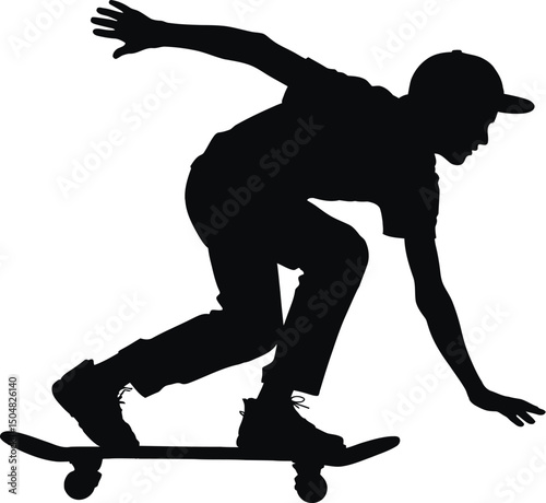 Skateboarder silhouette extreme sports action pose