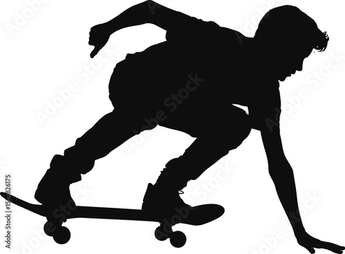 Skateboarder silhouette extreme sports action pose