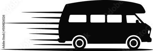 Fast camper van silhouette speeding travel adventure