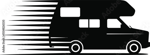 Fast motorhome silhouette speeding vacation travel