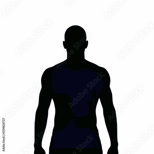 Silhouette of a muscular torso and arms, facing forward.