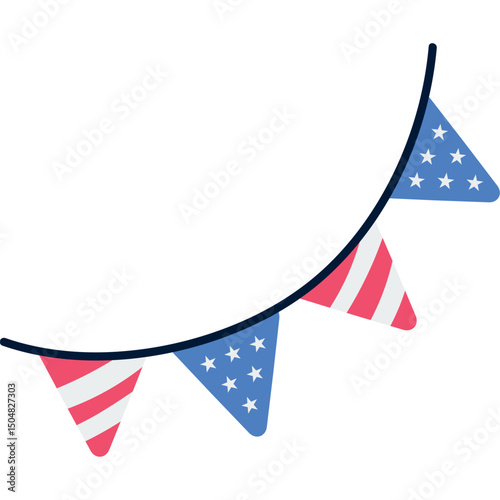 Flat Style USA Party Decorations for a Patriotic Celebration