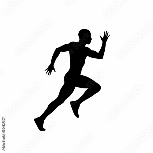 Silhouette of a runner in motion, sprinting forward.