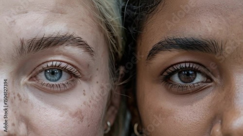 Diverse Close-Up of Blue and Brown Eyes Side by Side
