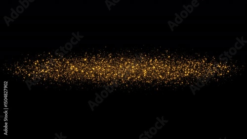 Animation of center glow gold star particles explosion sparkming line on black background for screen project overlay. Motion movement Transition overlay, 