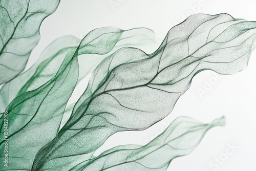Botanical designs.Organic forms.Natural shapes.Fluid textures.A macro shot of delicate fern leaves with a natural green gradient, focusing on the intricate vein patterns and organic curves