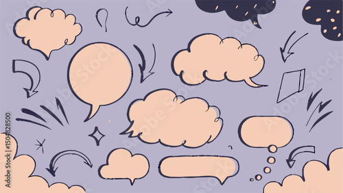 Hand-drawn Speech Bubbles & Arrows Design Elements