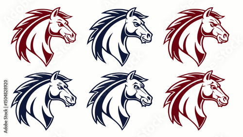 Powerful Horse Head Logo Design Set