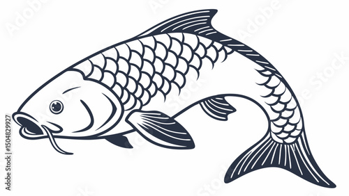 Traditional Carp Fish Outline