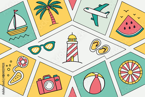 Summer Holiday and Travel Icon Set