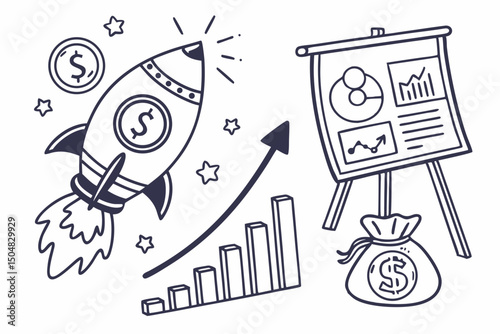 Business Growth and Financial Success Doodles